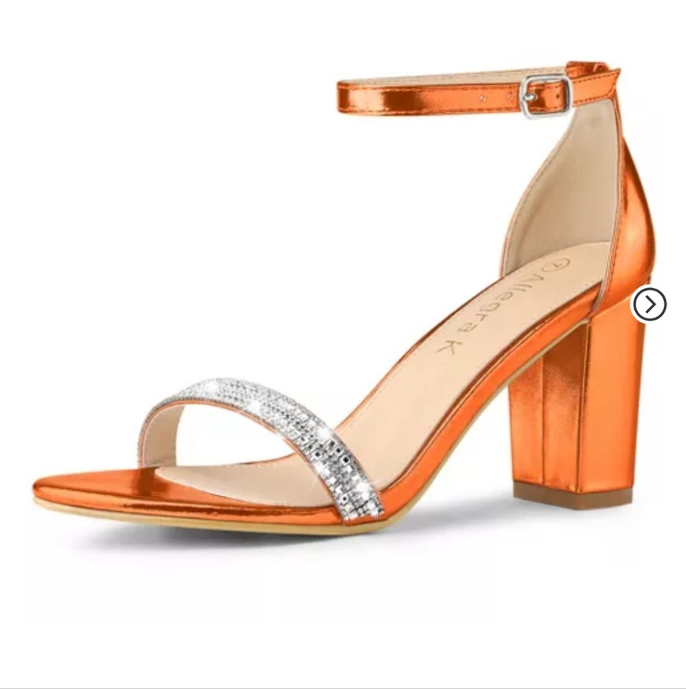 Women's Ankle Strap Rhinestone Heeled Sandal Size 8.5